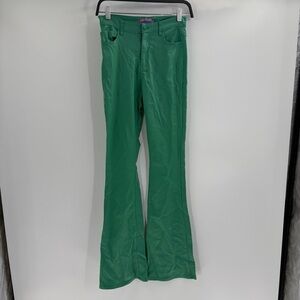 Edikted Luna st patricks Faux Leather College Green Flared Pants Size 24